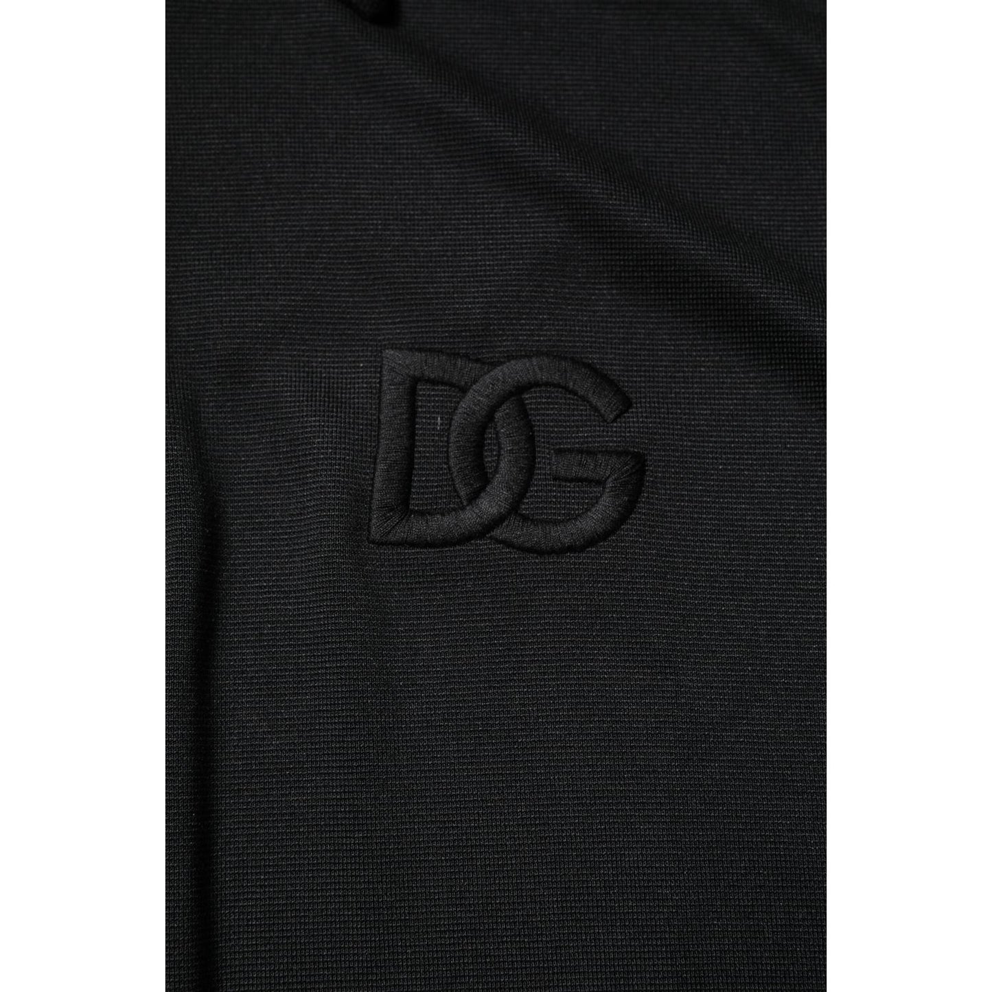 Dolce & Gabbana Black Polyester DG Logo Collared Polo T-shirt Dolce & Gabbana