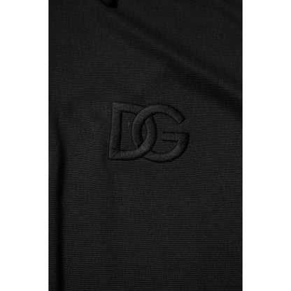 Dolce & Gabbana Black Polyester DG Logo Collared Polo T-shirt Dolce & Gabbana