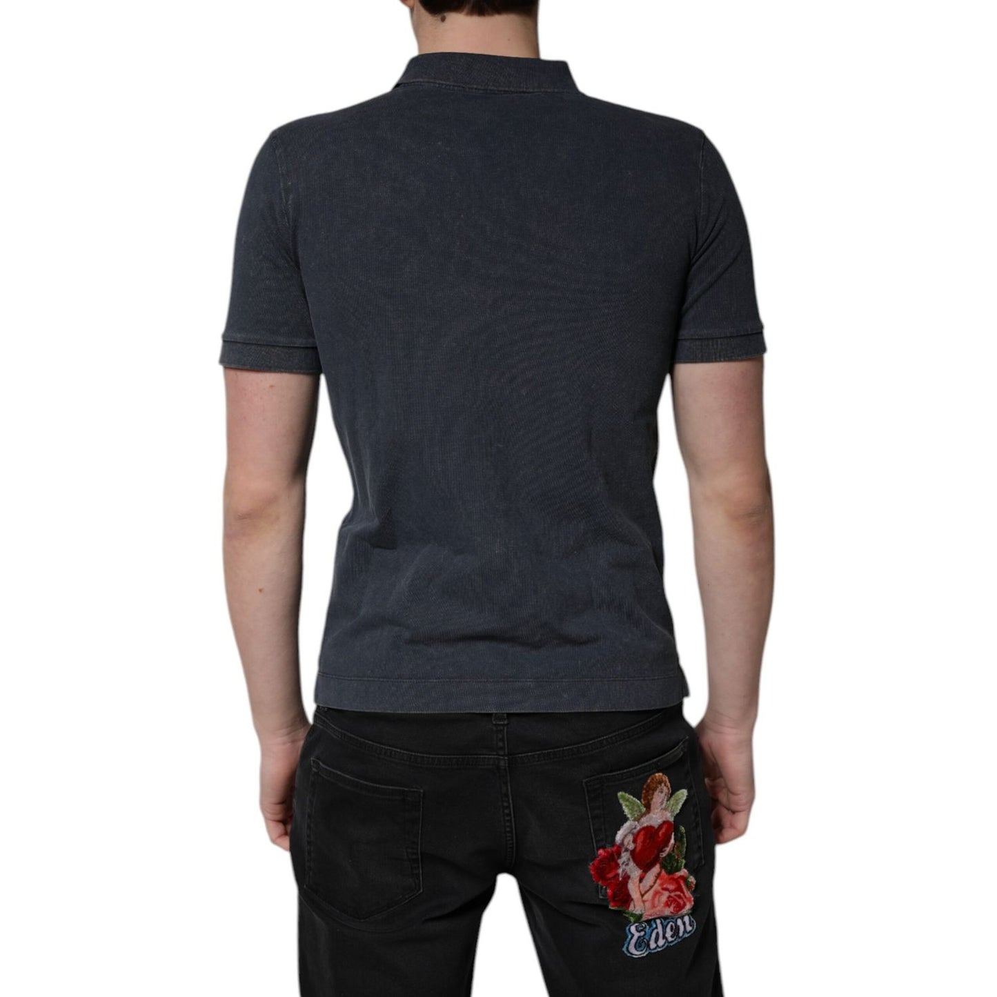 Dolce & Gabbana Dark Blue Logo Plaque Cotton Men Polo Shirt T-shirt Dolce & Gabbana