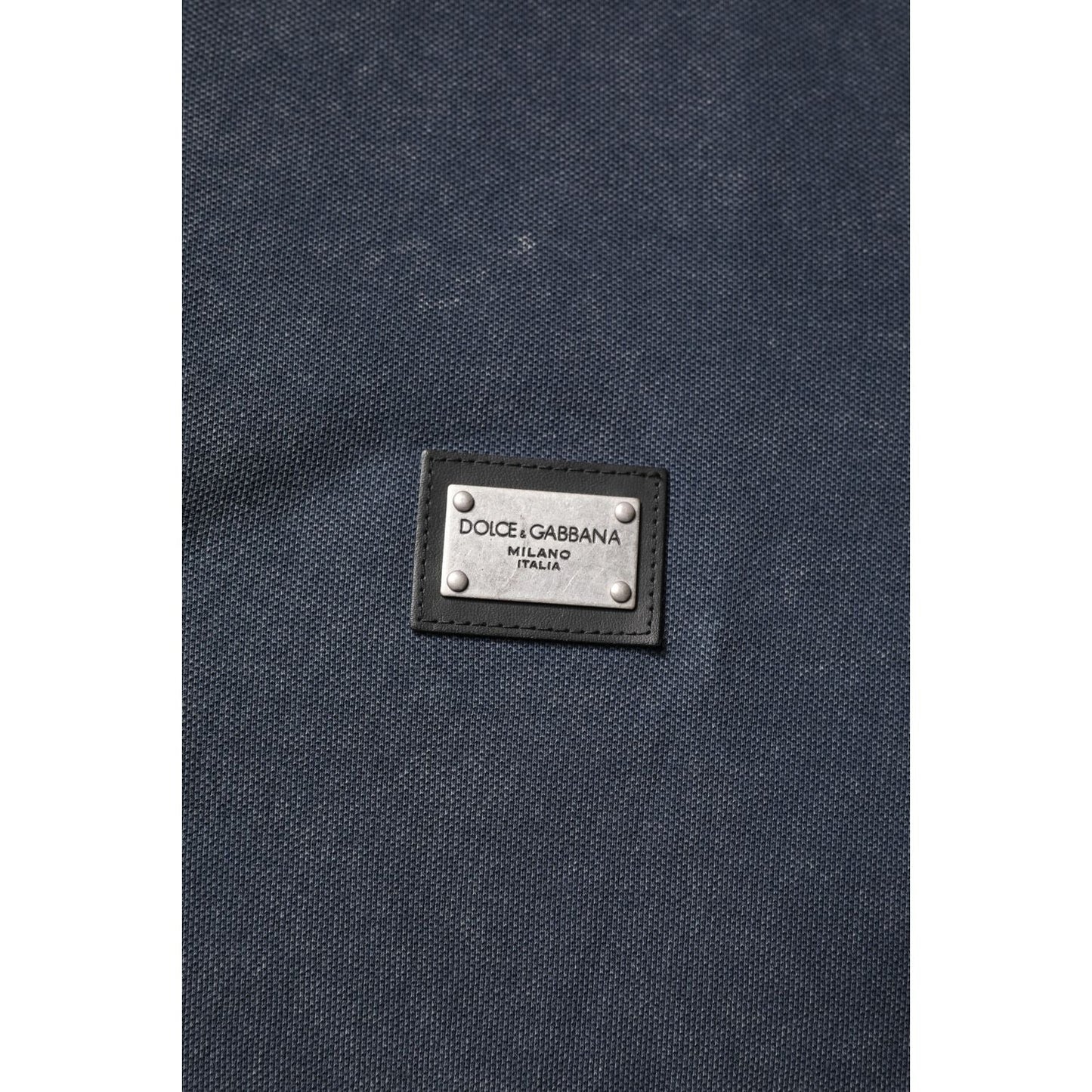 Dolce & Gabbana Dark Blue Logo Plaque Cotton Men Polo Shirt T-shirt Dolce & Gabbana