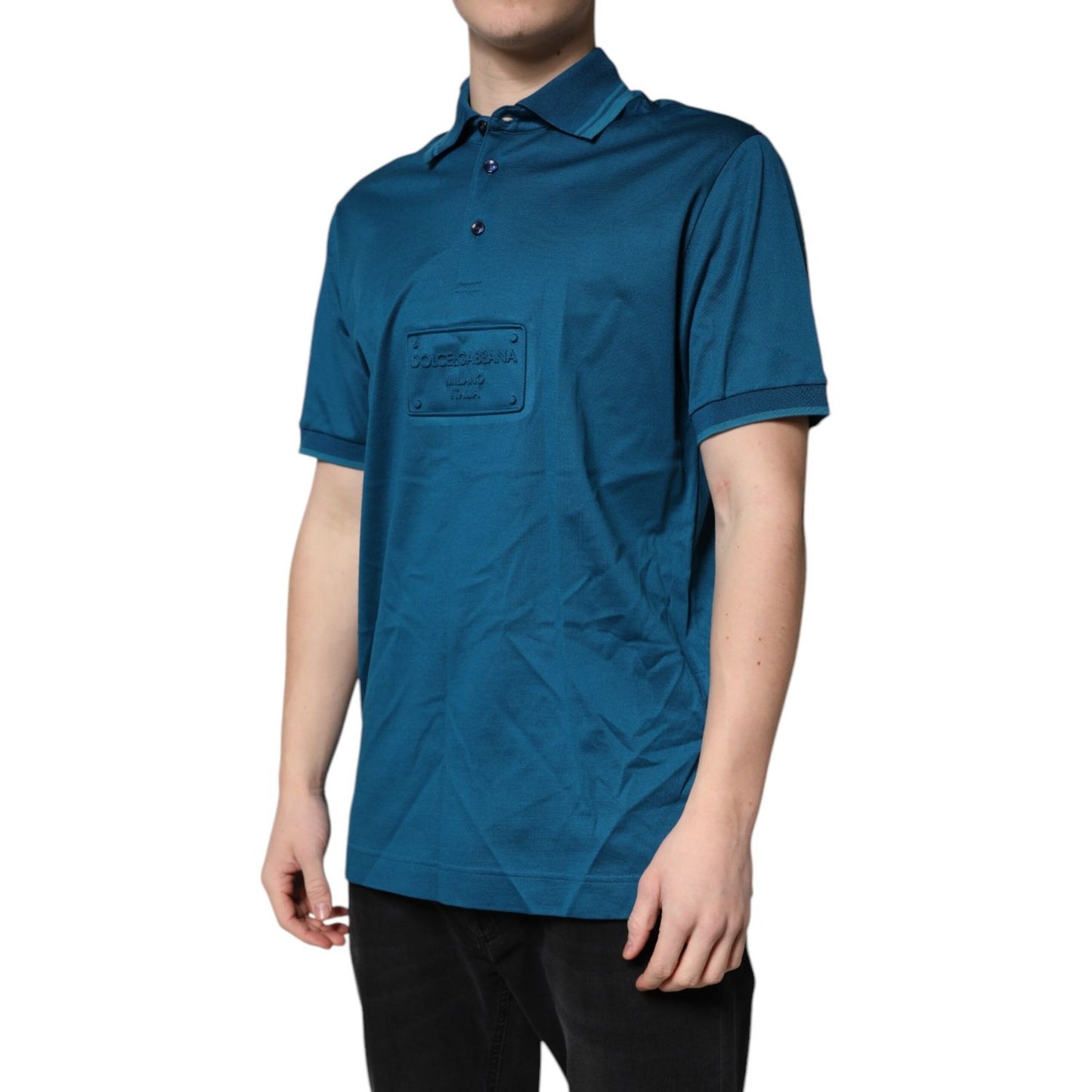 Dolce & Gabbana Blue Logo Cotton Men Polo Shirt T-shirt Dolce & Gabbana