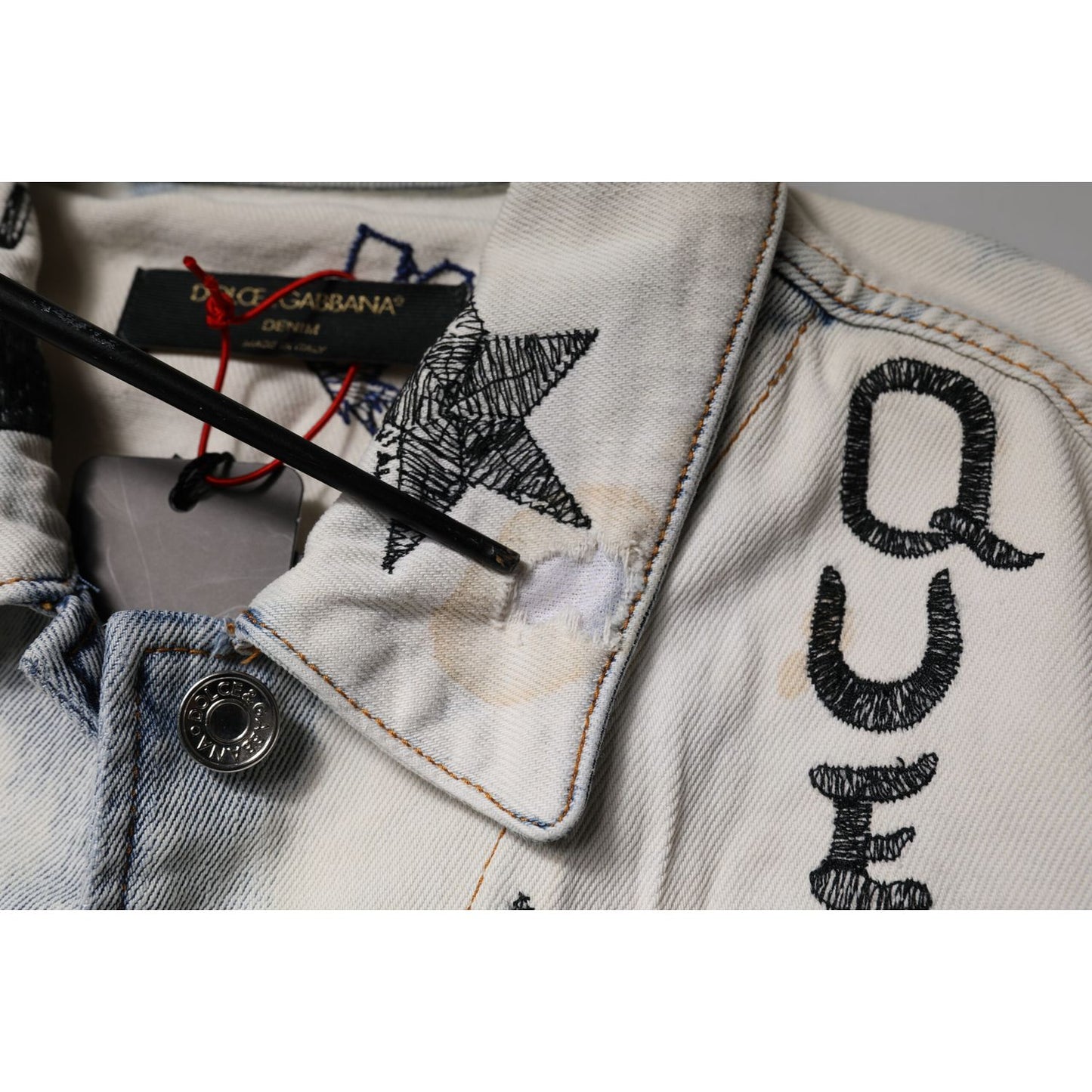 Dolce & Gabbana Light Blue Graffiti Button Down Denim Jacket Dolce & Gabbana