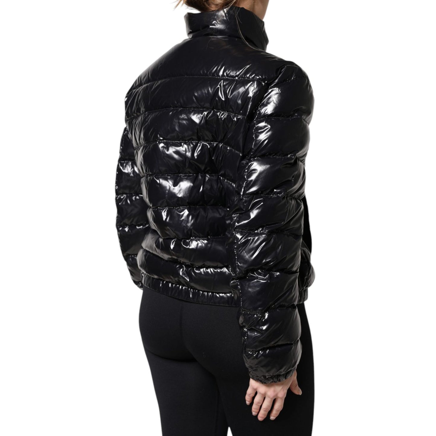 Dolce & Gabbana Black Logo Plaque Full Zip Puffer Jacket Dolce & Gabbana