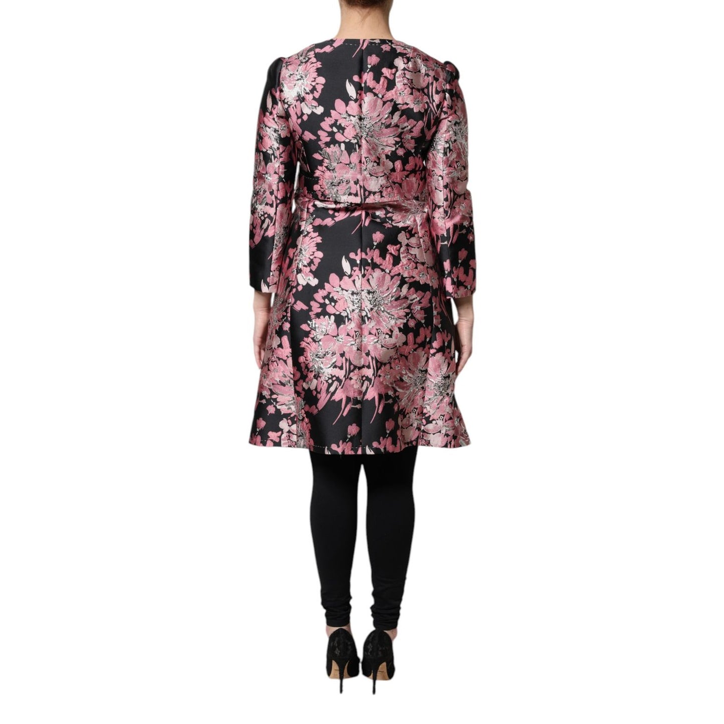 Dolce & Gabbana Pink Black Floral Brocade Trenchcoat Jacket Dolce & Gabbana