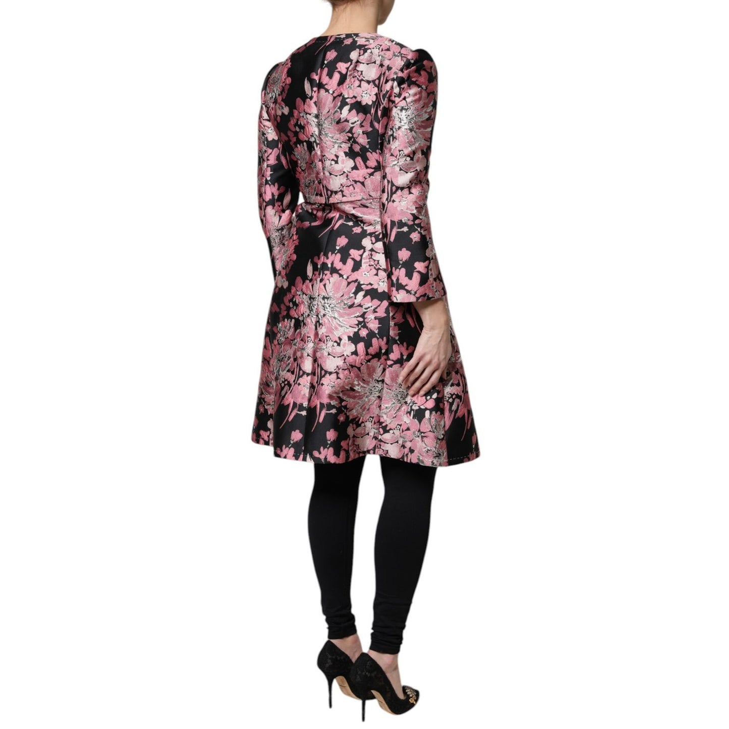 Dolce & Gabbana Pink Black Floral Brocade Trenchcoat Jacket Dolce & Gabbana