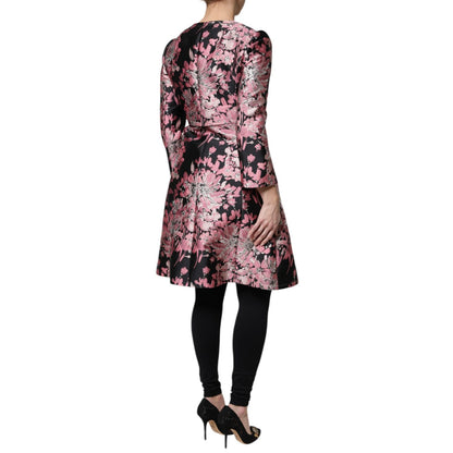 Dolce & Gabbana Pink Black Floral Brocade Trenchcoat Jacket Dolce & Gabbana