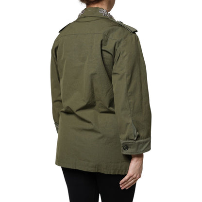 Dolce & Gabbana Military Green Queen Embellished Coat Jacket Dolce & Gabbana