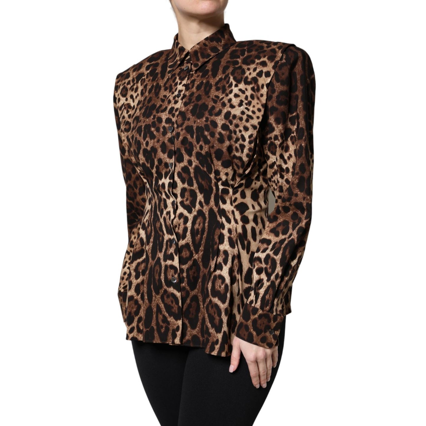 Dolce & Gabbana Brown Leopard Silk Button Down Coat Jacket Dolce & Gabbana