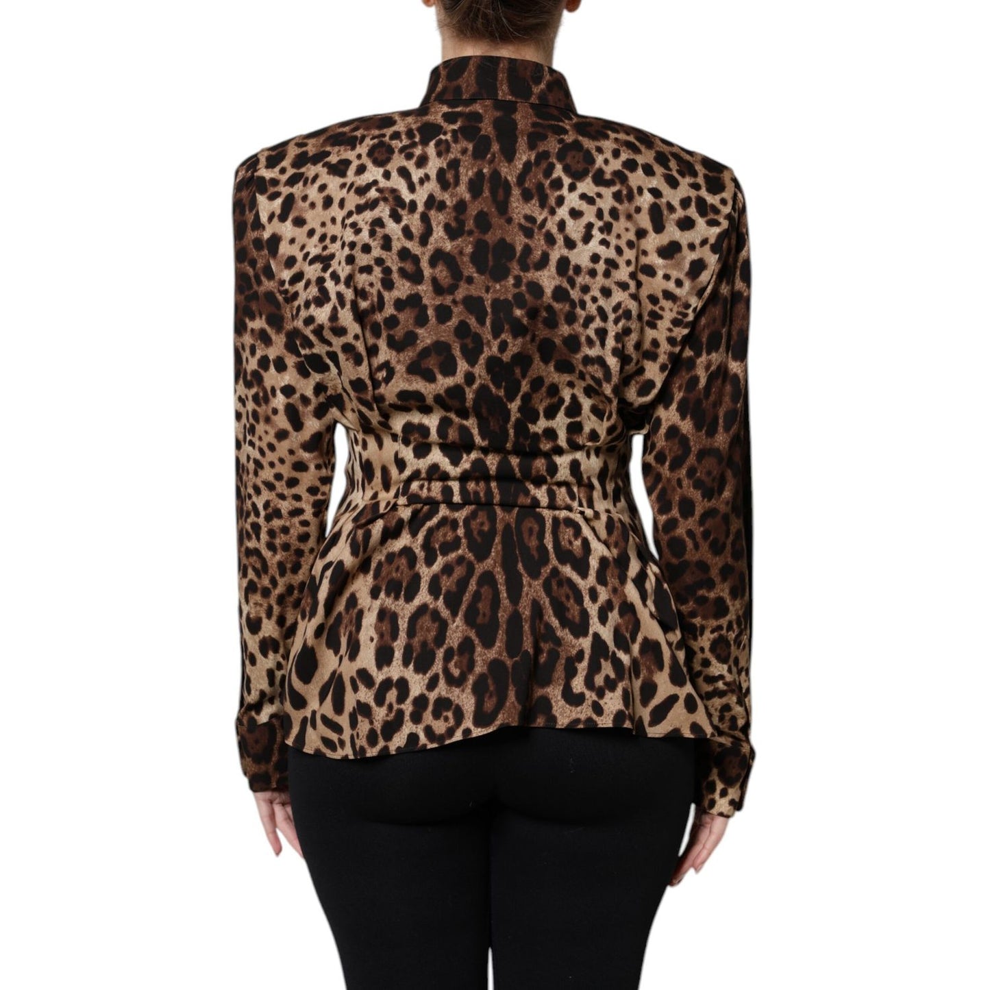 Dolce & Gabbana Brown Leopard Silk Button Down Coat Jacket Dolce & Gabbana