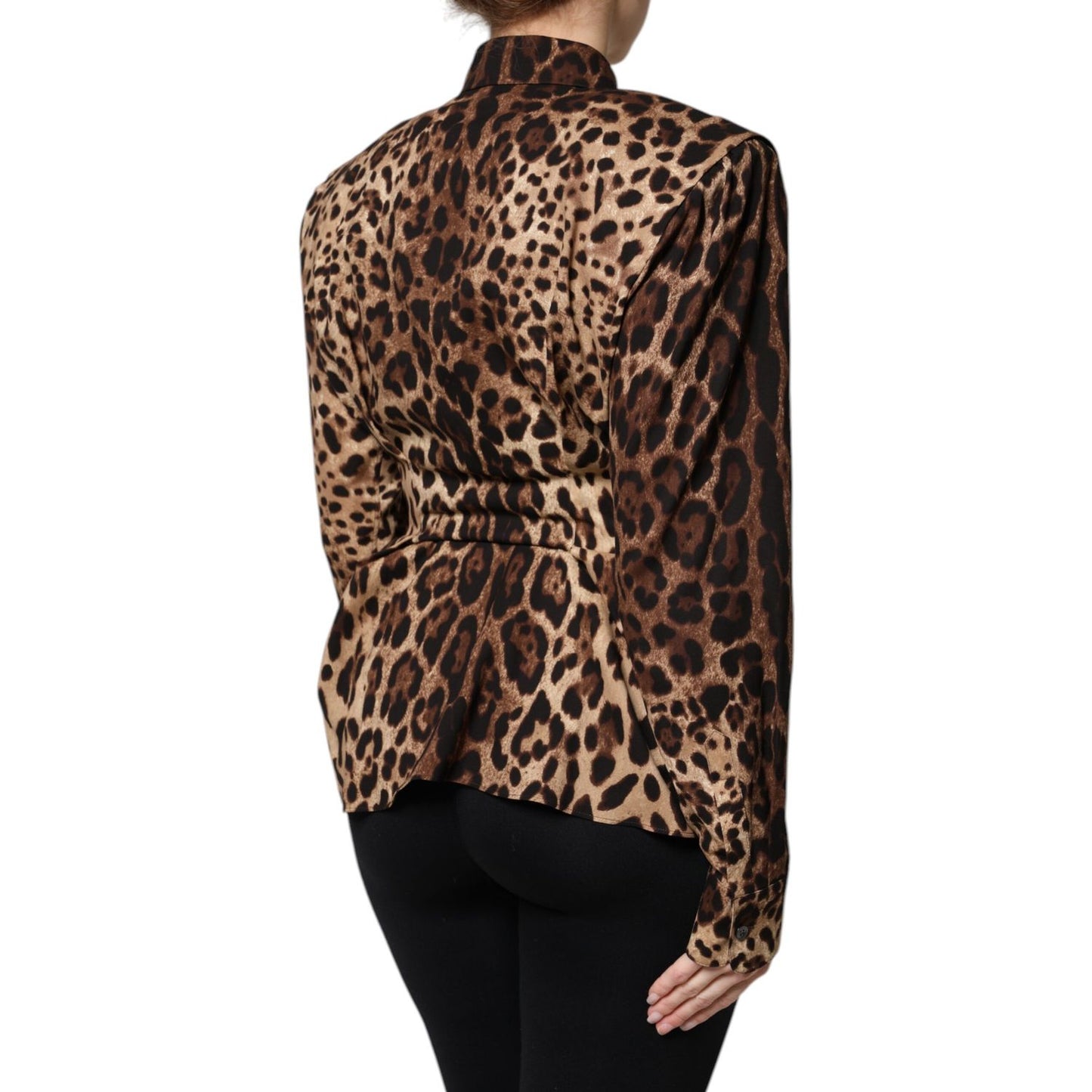 Dolce & Gabbana Brown Leopard Silk Button Down Coat Jacket Dolce & Gabbana