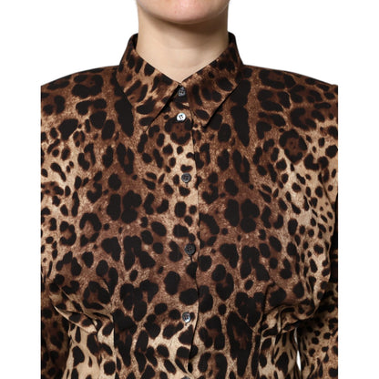 Dolce & Gabbana Brown Leopard Silk Button Down Coat Jacket Dolce & Gabbana