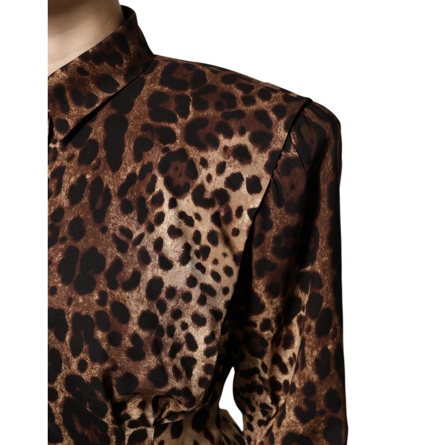 Dolce & Gabbana Brown Leopard Silk Button Down Coat Jacket Dolce & Gabbana