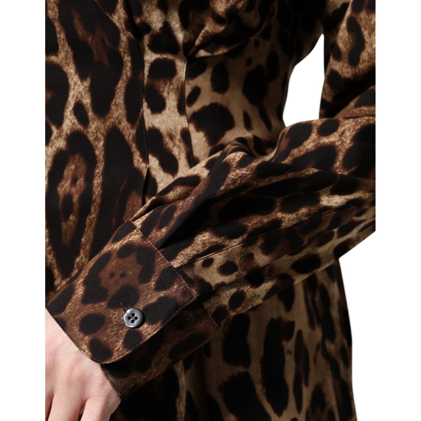 Dolce & Gabbana Brown Leopard Silk Button Down Coat Jacket Dolce & Gabbana
