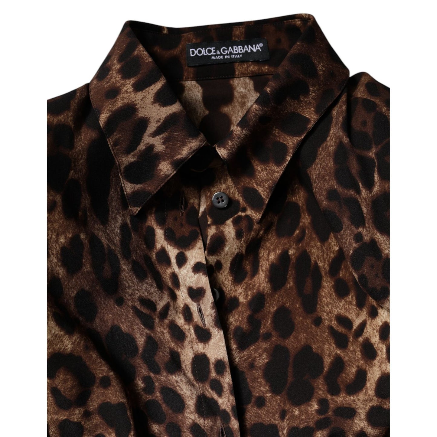 Dolce & Gabbana Brown Leopard Silk Button Down Coat Jacket Dolce & Gabbana