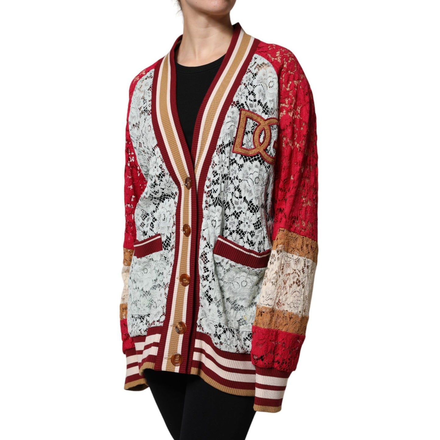 Dolce & Gabbana Multicolor Floral Lace Cardigan Sweater Dolce & Gabbana