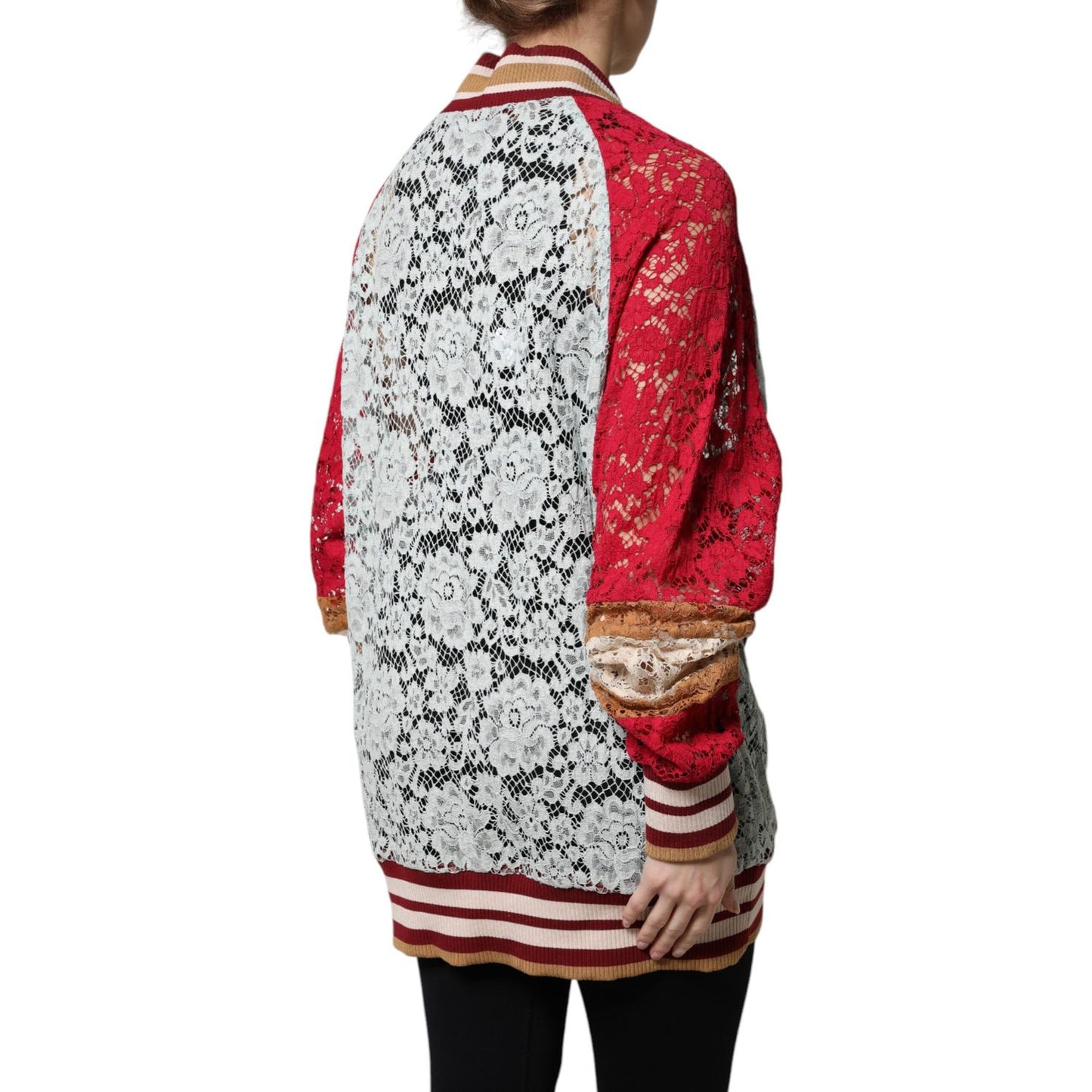 Dolce & Gabbana Multicolor Floral Lace Cardigan Sweater Dolce & Gabbana