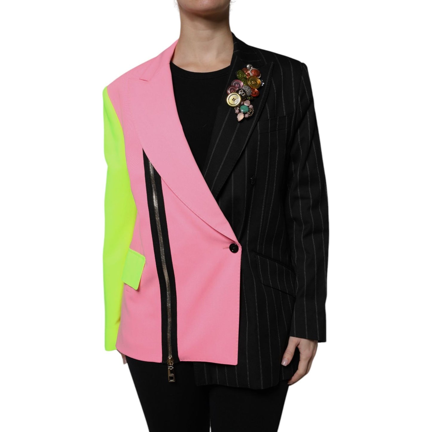 Dolce & Gabbana Multicolor Patchwork Embellished Coat Jacket Dolce & Gabbana