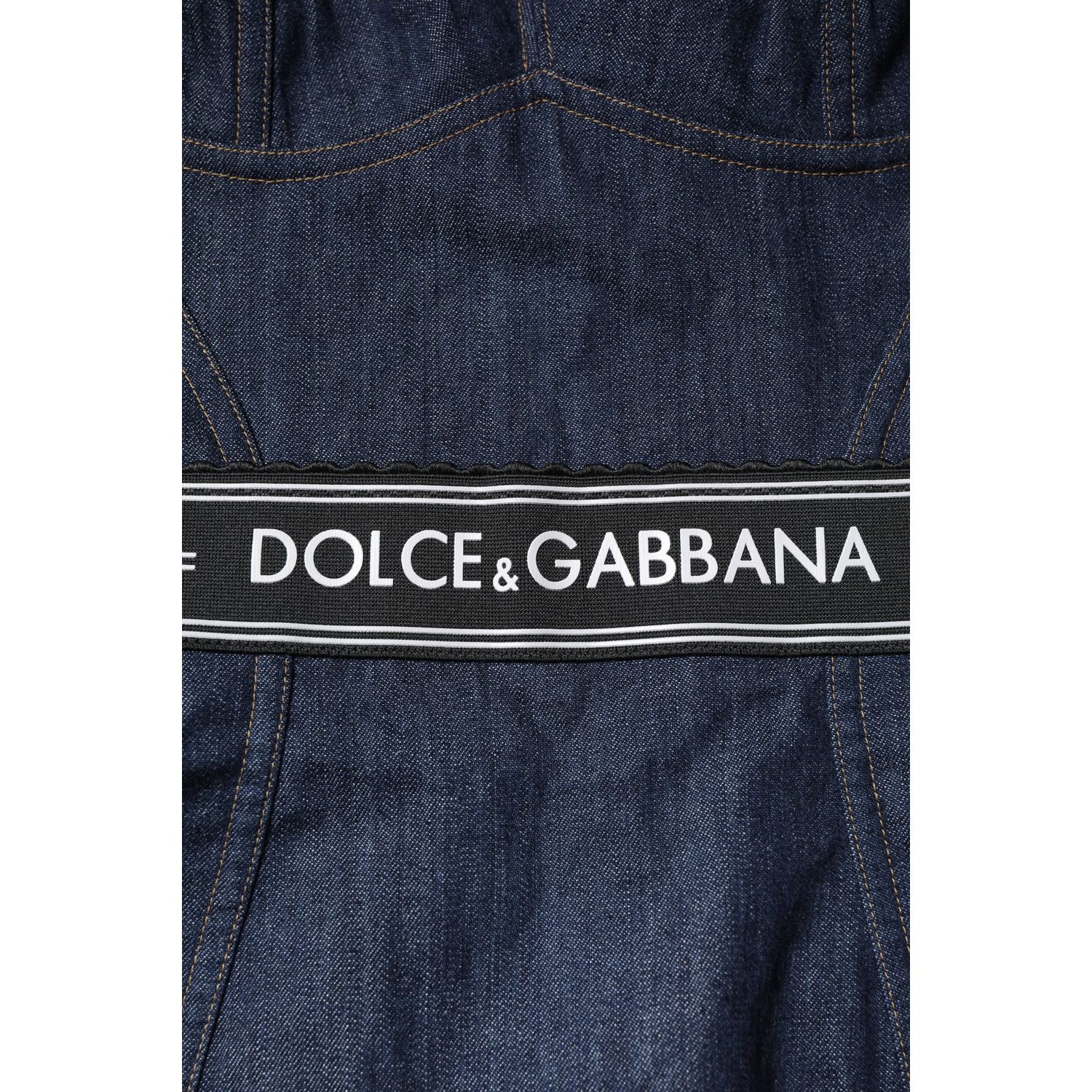 Dolce & Gabbana Blue Cotton Stretch Sleeveless Bodycon Denim Bodysuit