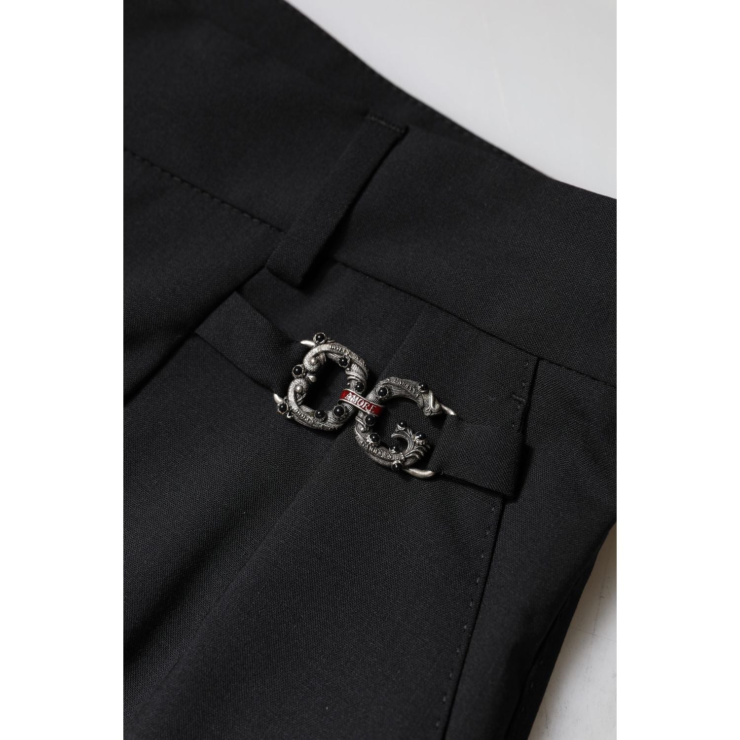 Dolce & Gabbana Black Polyester High Waist Dress Pants
