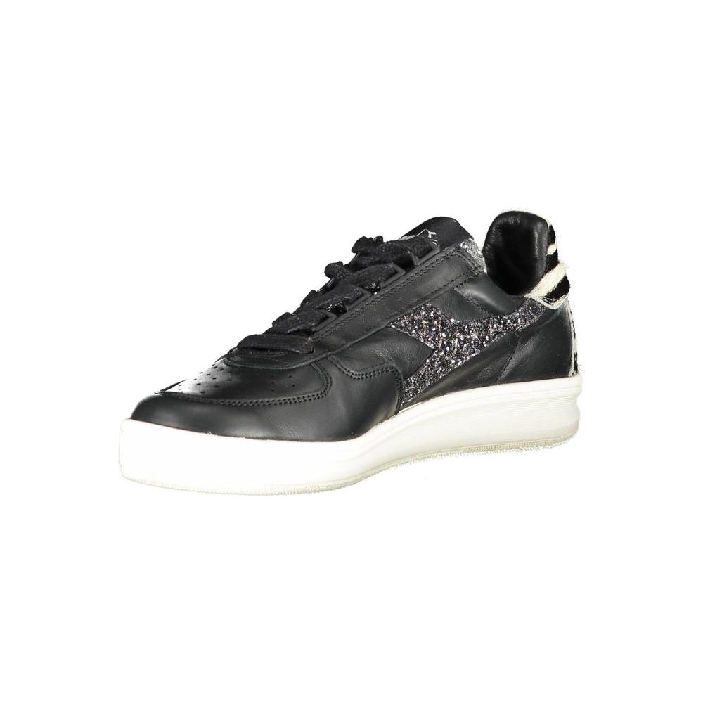 Diadora Black Leather Women Sneaker Diadora