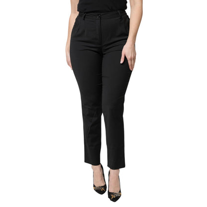 Dolce & Gabbana Black Polyester High Waist Slim Pants