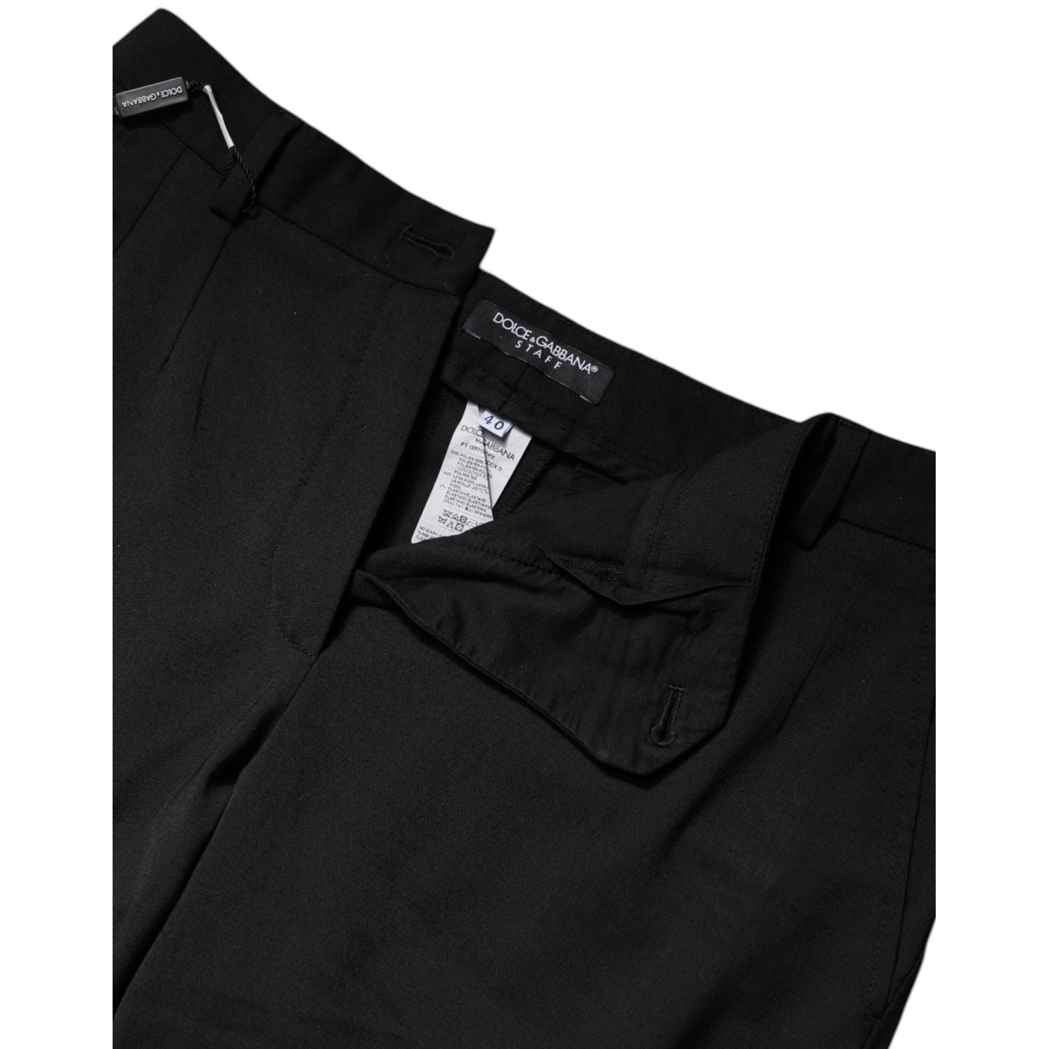 Dolce & Gabbana Black Polyester High Waist Slim Pants