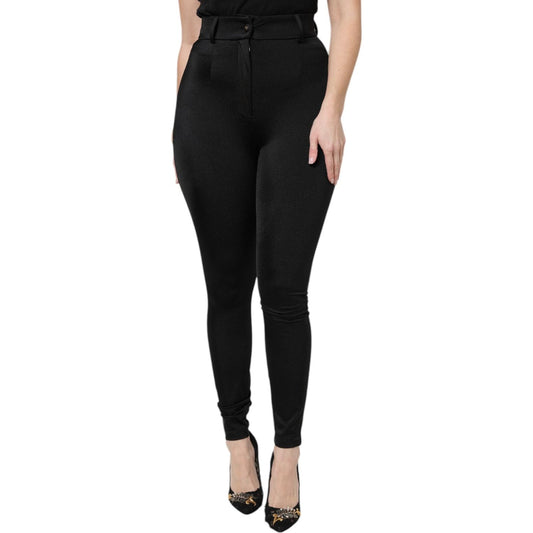 Dolce & Gabbana Black Nylon High Waist Slim Fit Pants 1728,67345645728,Black,Clothing,Dolce & Gabbana,IT40|S,IT46|XL,IT50|3XL,Jeans & Pants - Women - Clothing,Material: 80% Nylon 20% Elastane,New with tags,Pants - Clothing,Skinny Pants - Pants - Clothing,