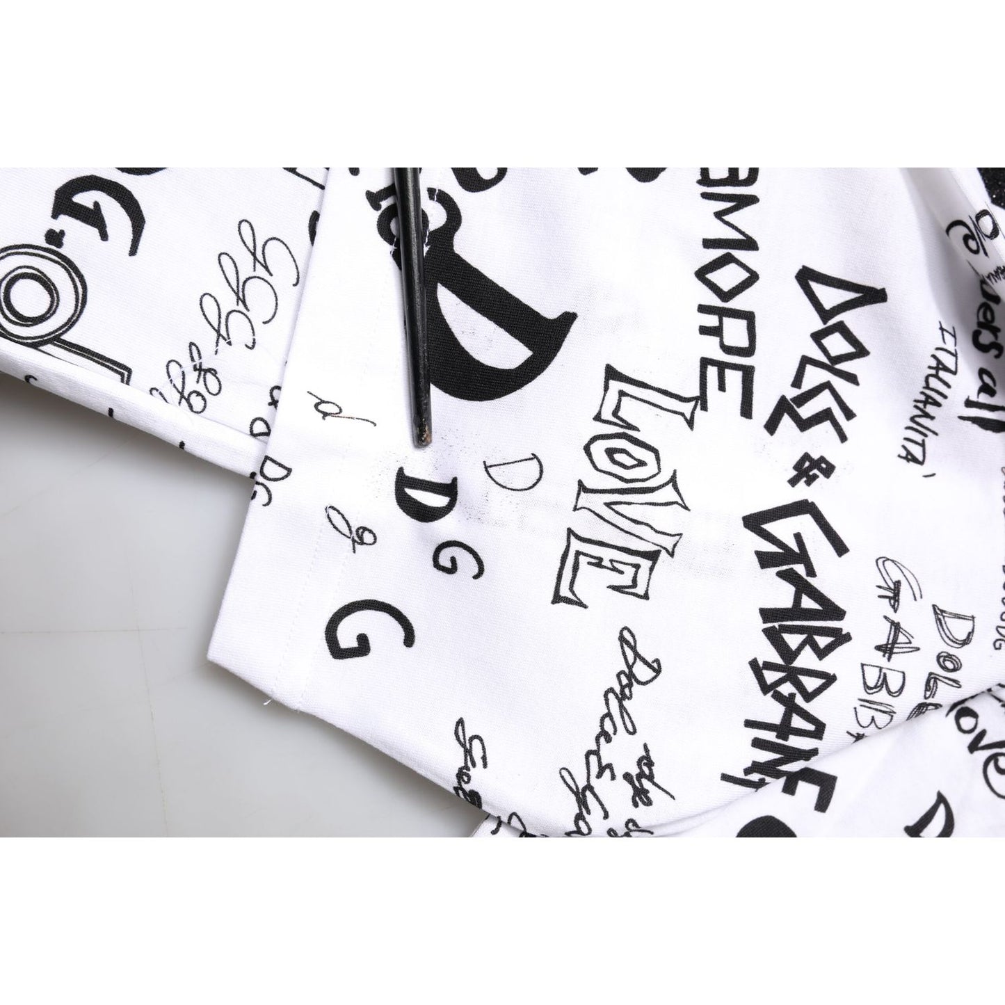 Dolce & Gabbana White Graffiti Print Cotton Crew Neck T-shirt