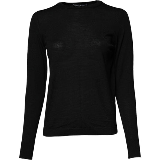 Dolce & Gabbana Black Wool Knit Crew Neck Pullover Sweater 1728,67345645728,Black,Clothing,Dolce & Gabbana,IT38 | XS,Material: 100% Virgin Wool,New with tags,Sweaters - Clothing,Sweaters - Women - Clothing,Sweatshirts - Sweaters - Clothing,Women,Women - C