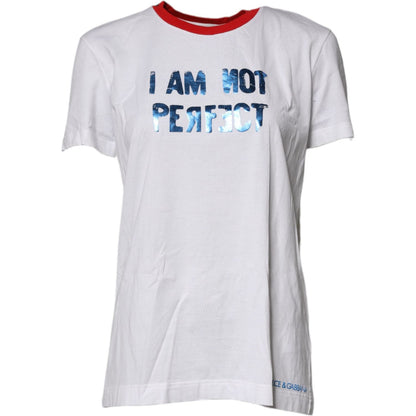Dolce & Gabbana White Graphic Print Cotton Crew Neck T-shirt Dolce & Gabbana