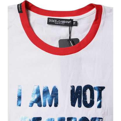 Dolce & Gabbana White Graphic Print Cotton Crew Neck T-shirt Dolce & Gabbana
