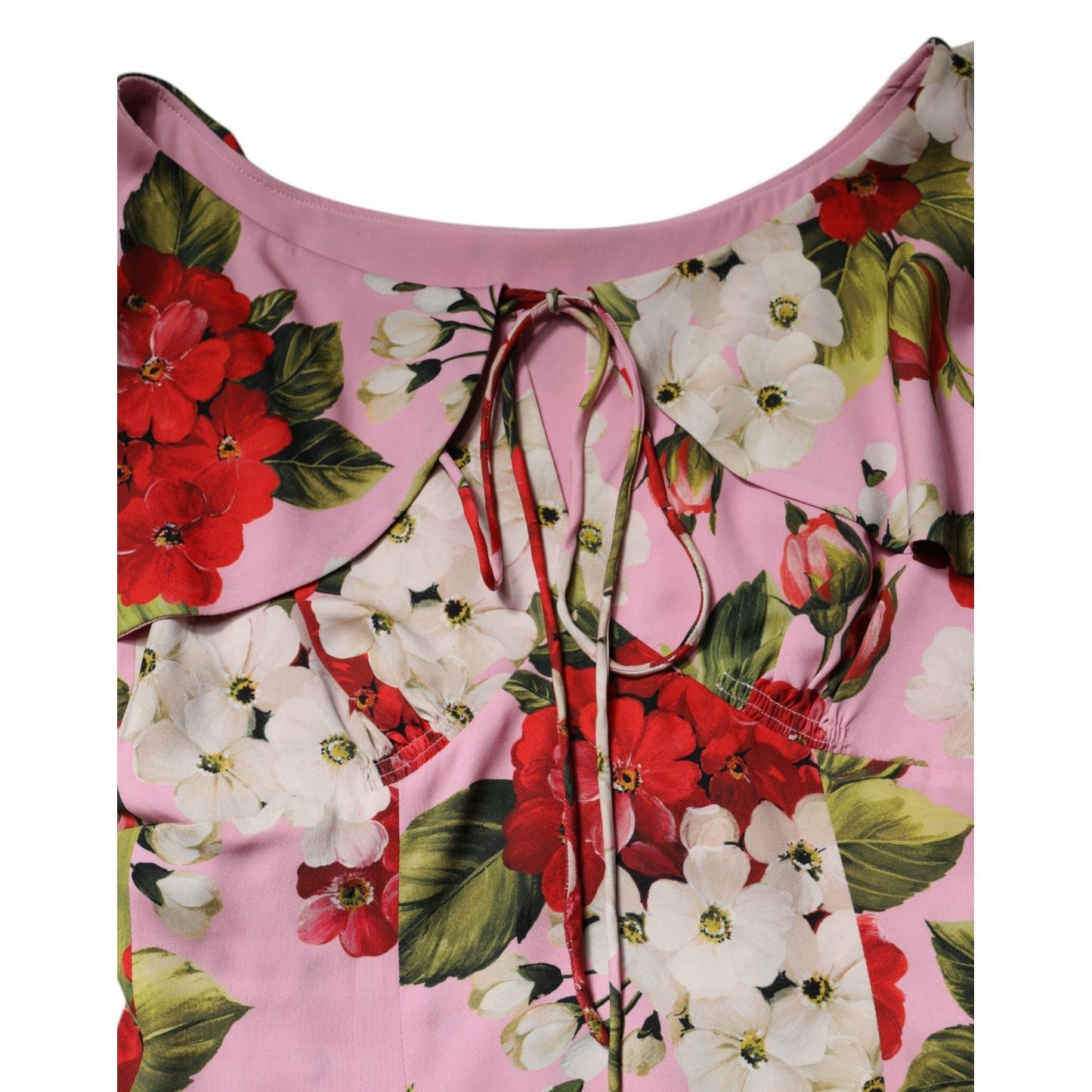 Dolce & Gabbana Pink Floral Silk Short Sleeves Blouse Top Dolce & Gabbana