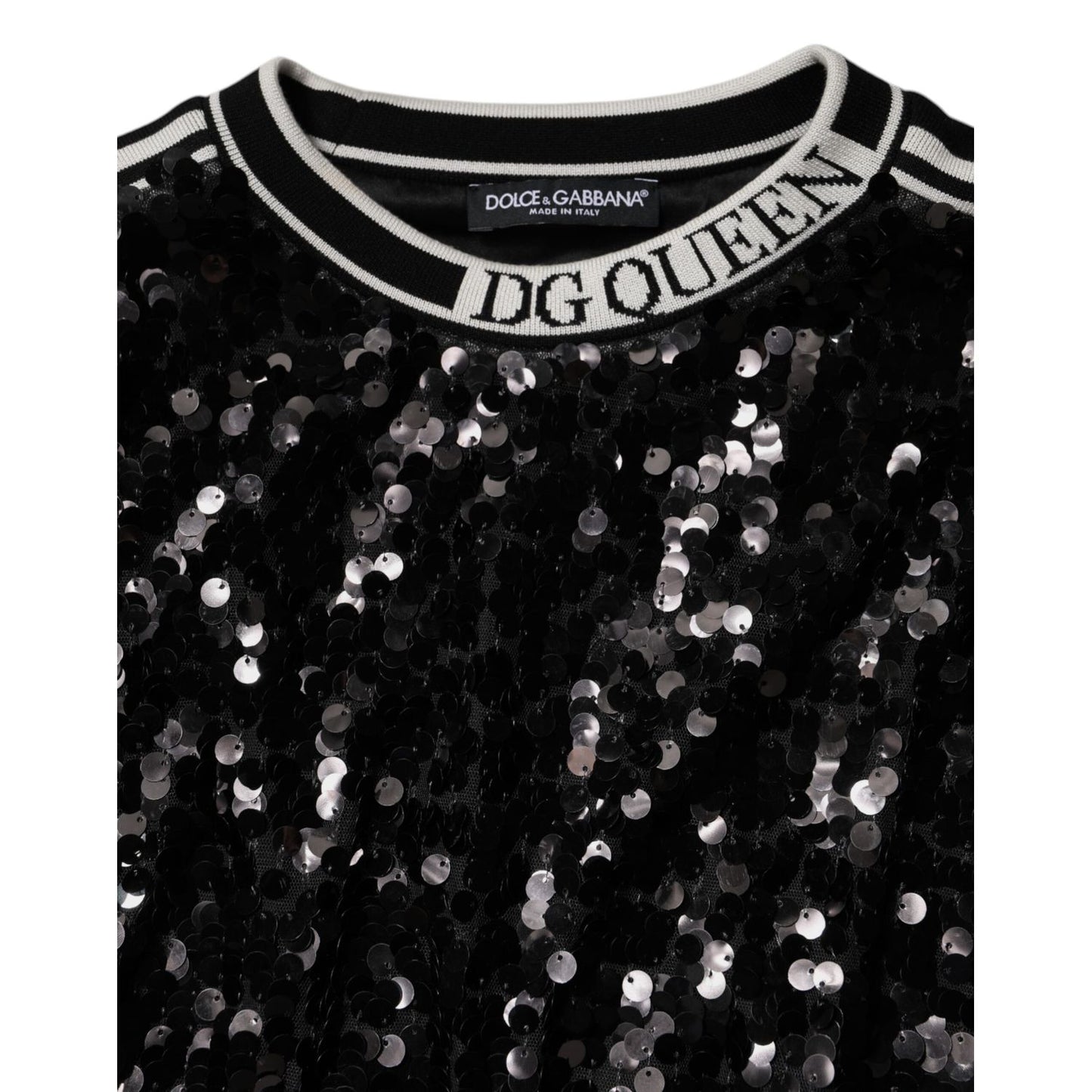 Dolce & Gabbana Black DG Queen Sequin Pullover Sweater Dolce & Gabbana