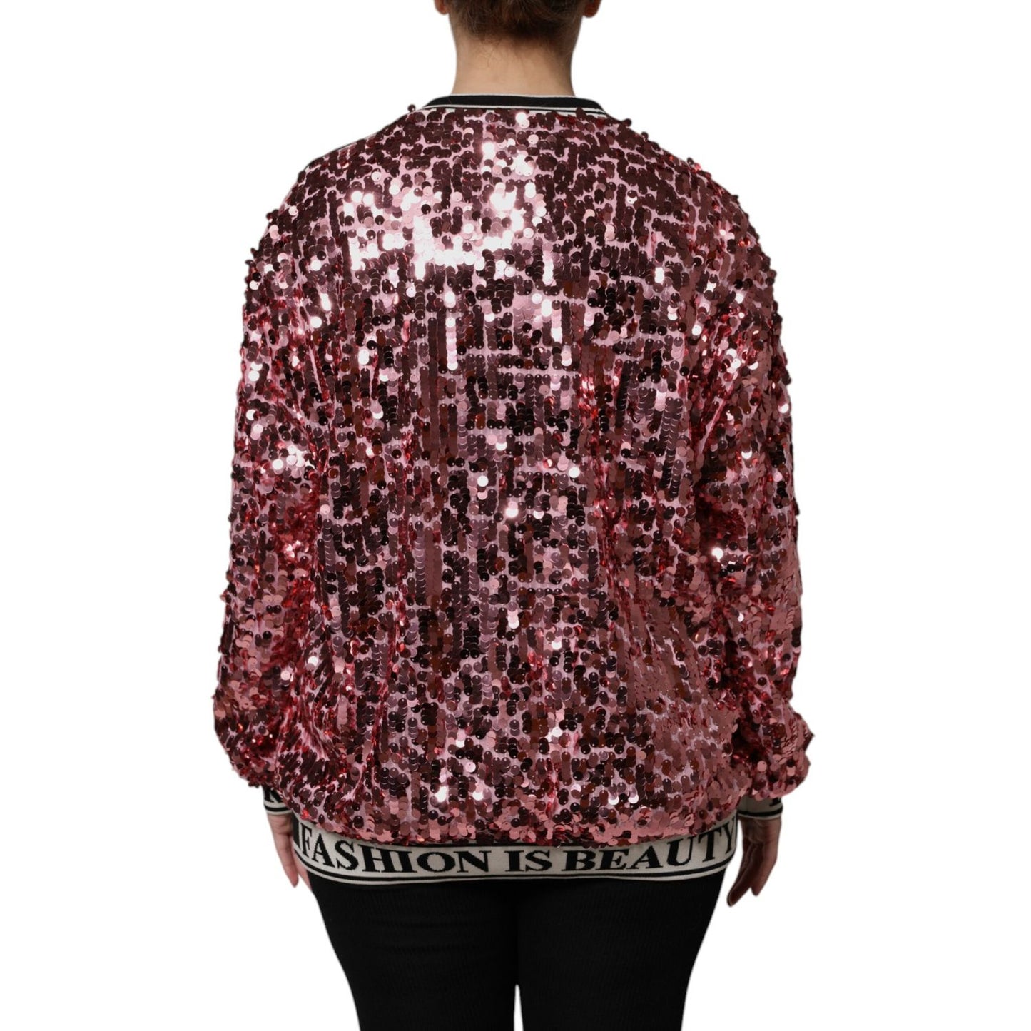 Dolce & Gabbana Pink DG Queen Sequin Pullover Sweater Dolce & Gabbana