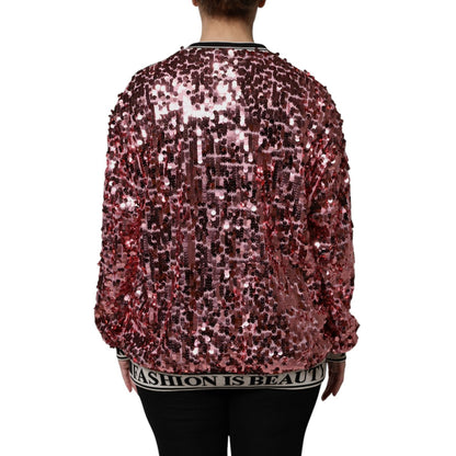 Dolce & Gabbana Pink DG Queen Sequin Pullover Sweater Dolce & Gabbana