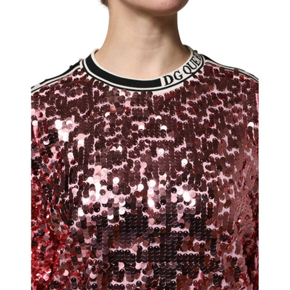 Dolce & Gabbana Pink DG Queen Sequin Pullover Sweater Dolce & Gabbana