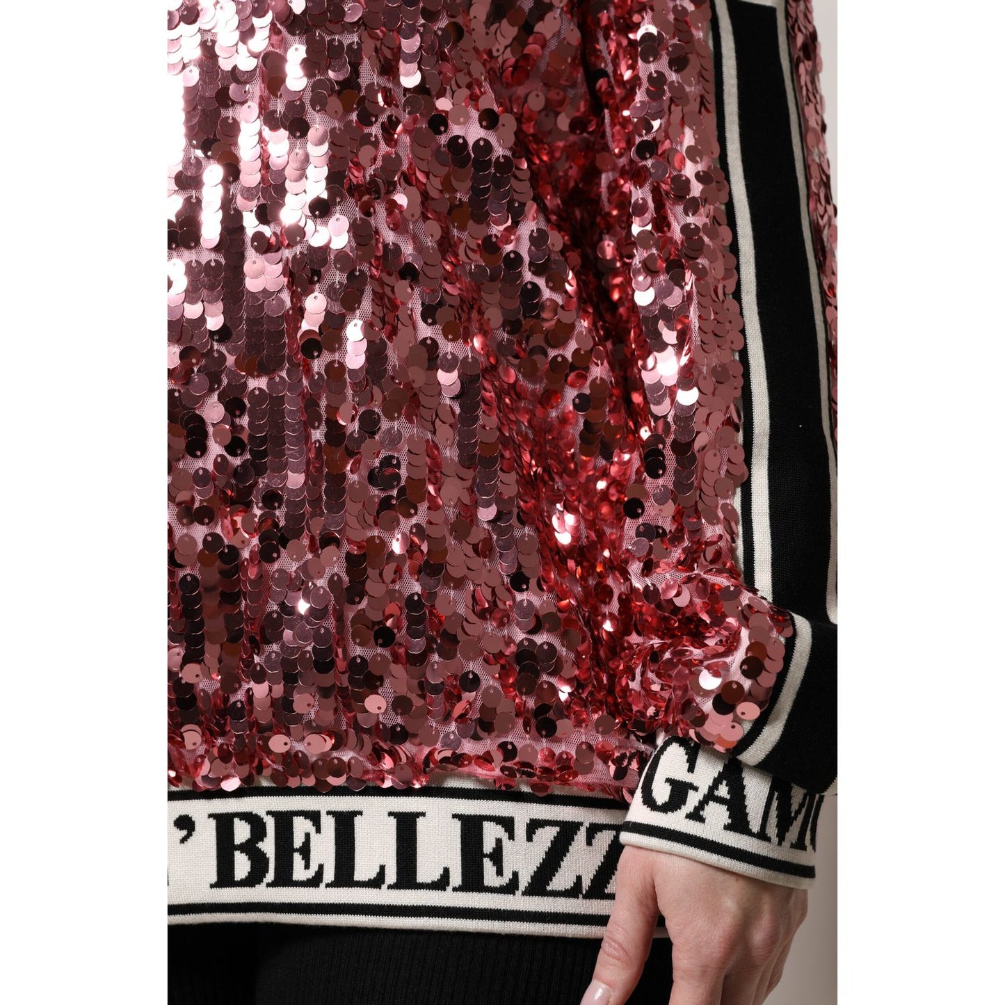 Dolce & Gabbana Pink DG Queen Sequin Pullover Sweater Dolce & Gabbana