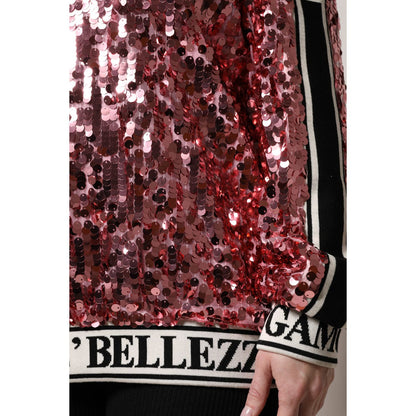 Dolce & Gabbana Pink DG Queen Sequin Pullover Sweater Dolce & Gabbana