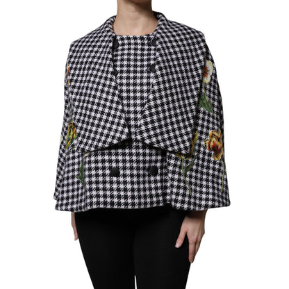 Dolce & Gabbana Black White Monochrome Patterned Floral Cape Jacket Dolce & Gabbana