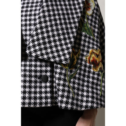 Dolce & Gabbana Black White Monochrome Patterned Floral Cape Jacket Dolce & Gabbana
