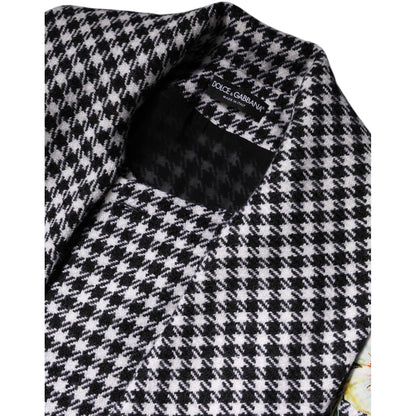 Dolce & Gabbana Black White Monochrome Patterned Floral Cape Jacket Dolce & Gabbana