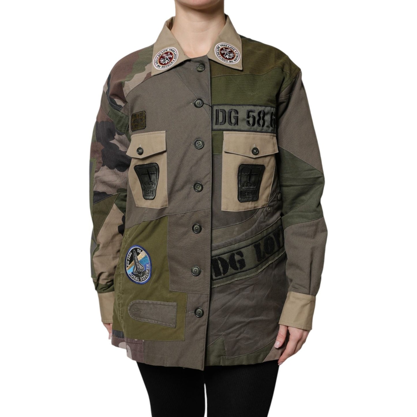 Dolce & Gabbana Military Green Cotton Button Down Jacket Dolce & Gabbana