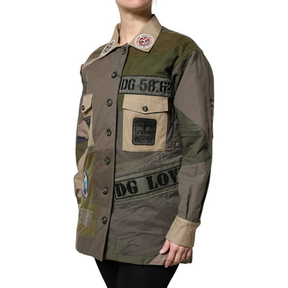 Dolce & Gabbana Military Green Cotton Button Down Jacket Dolce & Gabbana