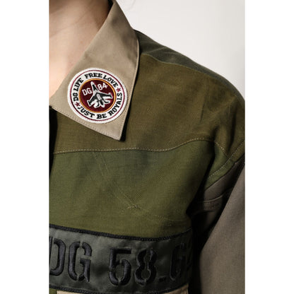 Dolce & Gabbana Military Green Cotton Button Down Jacket Dolce & Gabbana