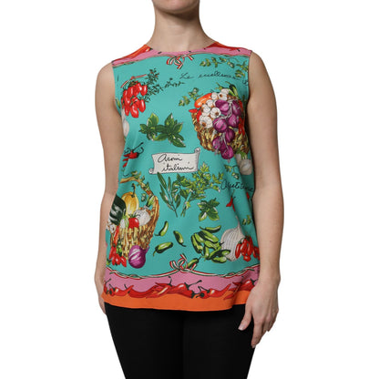 Dolce & Gabbana Multicolor Floral Silk Sleeveless Tank Top Dolce & Gabbana