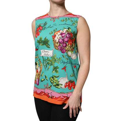 Dolce & Gabbana Multicolor Floral Silk Sleeveless Tank Top Dolce & Gabbana