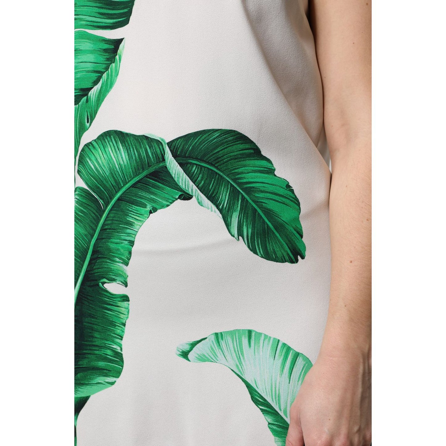Dolce & Gabbana White Banana Leaf Print Round Neck Tank Top Dolce & Gabbana