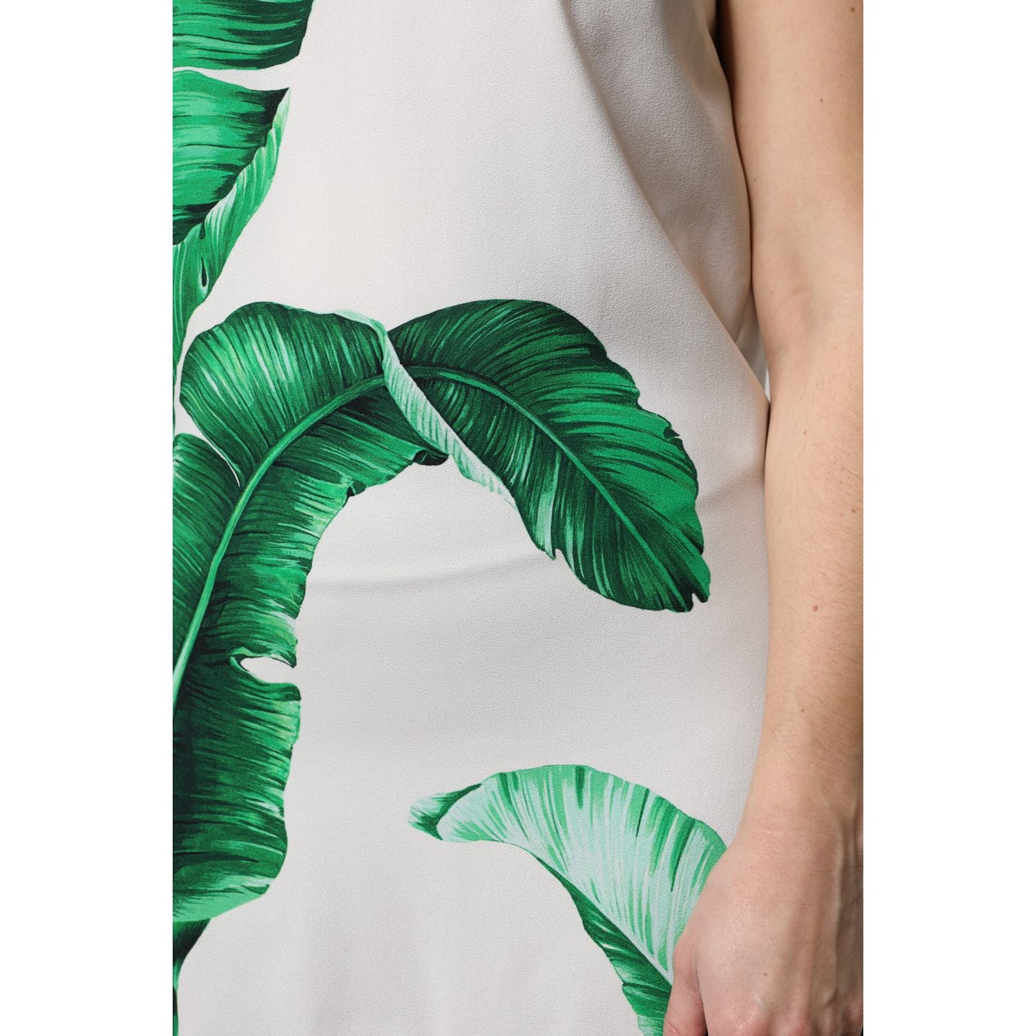 Dolce & Gabbana White Banana Leaf Print Round Neck Tank Top