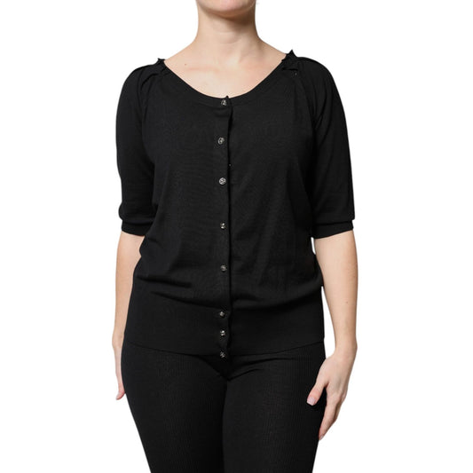 Dolce & Gabbana Black Button Down Short Sleeve Blouse Top Dolce & Gabbana