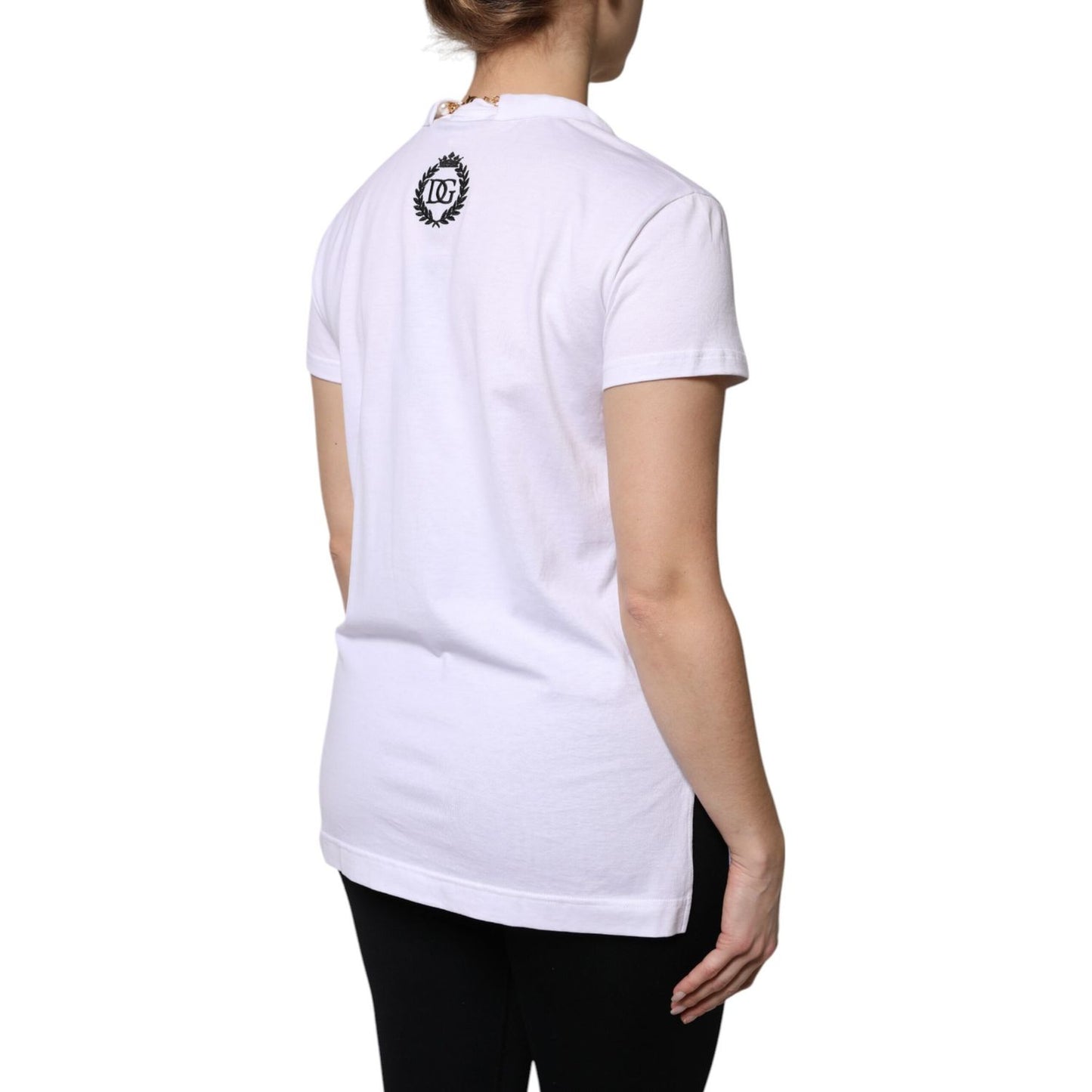 Dolce & Gabbana White Necklace Cotton Short Sleeve T-shirt Dolce & Gabbana